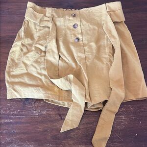 Stylish Mustard High-Waisted Shorts with Belt